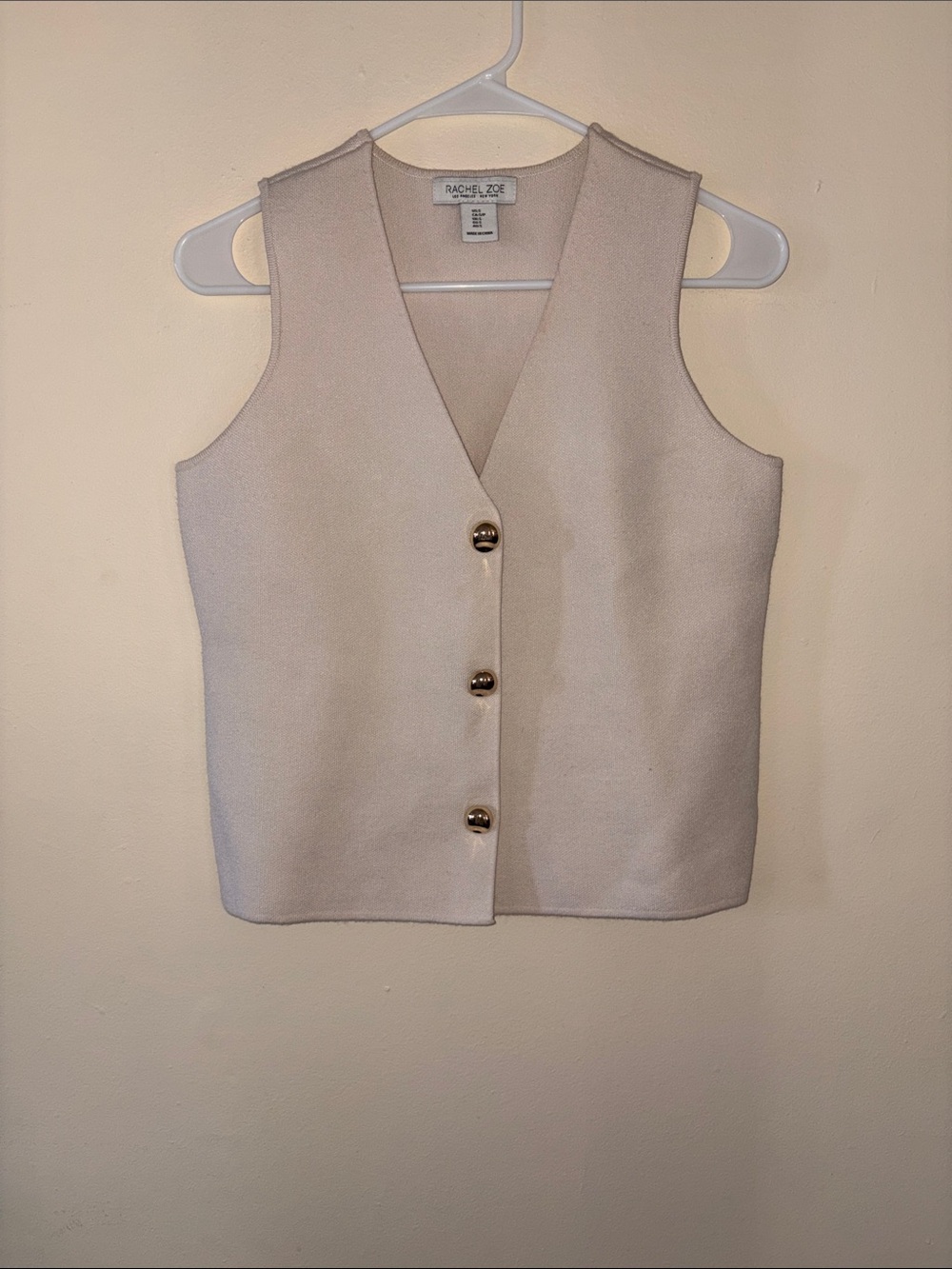 Rachel Zoe Cream Button-Front Sleeveless Vest Top